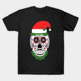 Scary Santa Claus Skeleton Face with Santa hat T-Shirt